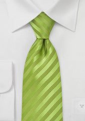 Tonal Green Apple Narrow Striped Necktie