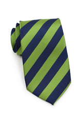 Citrus Green and Navy Repp&Regimental Striped Necktie