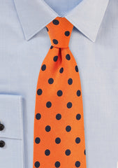 Orange and Navy Polka Dot Necktie