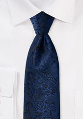 Midnight Navy Proper Paisley Necktie