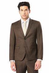 Brown Sharkskin 2 Button Suit
