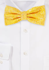 Canary Yellow Proper Paisley Bowtie