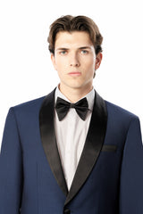 Medium Blue Diamond Texture Shawl Lapel Tuxedo