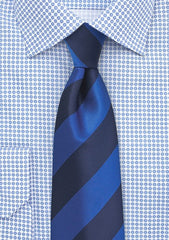 Royal Blue and Navy Repp&Regimental Striped Necktie