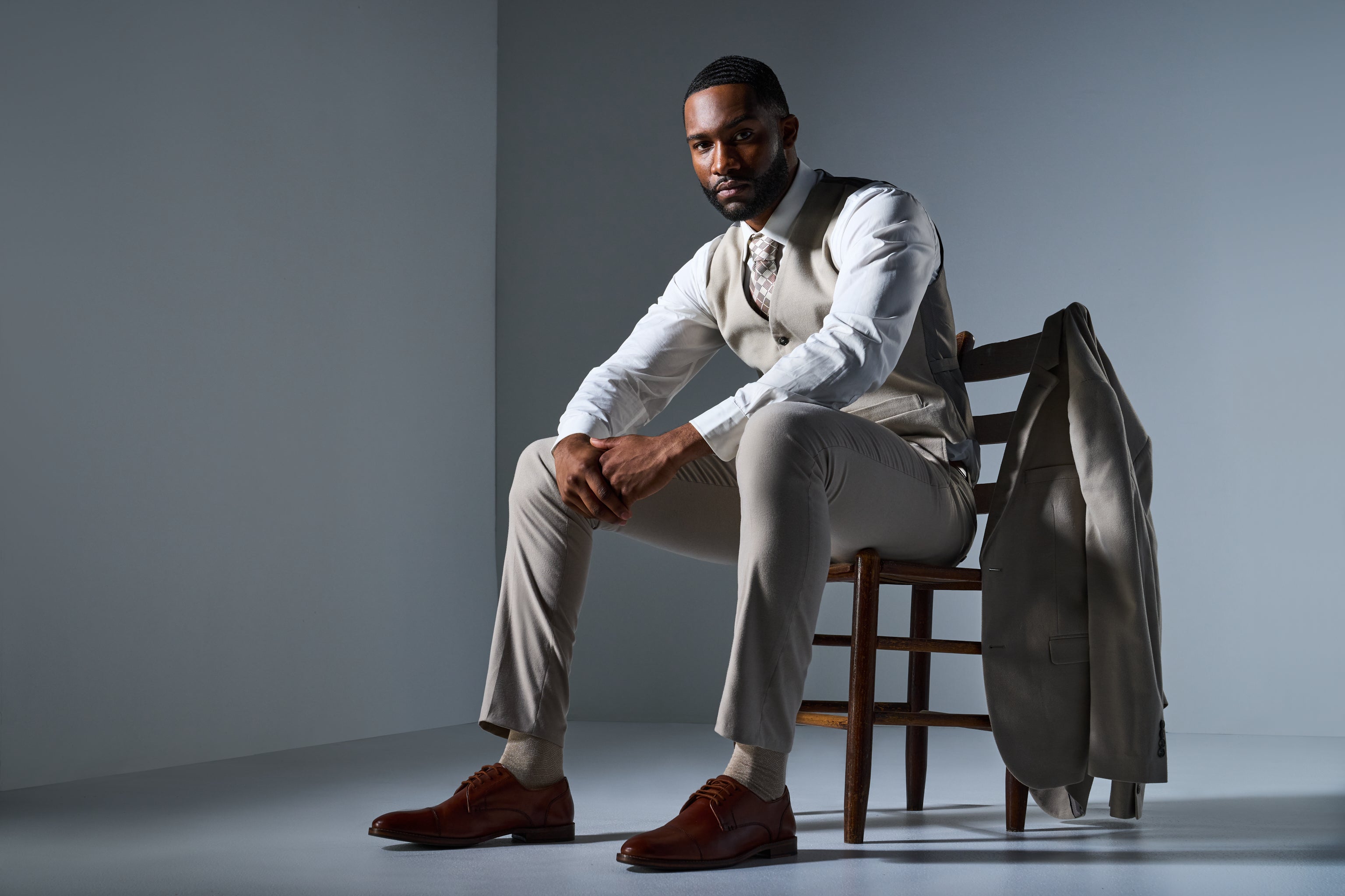 Tan Flannel 3 Piece Suit