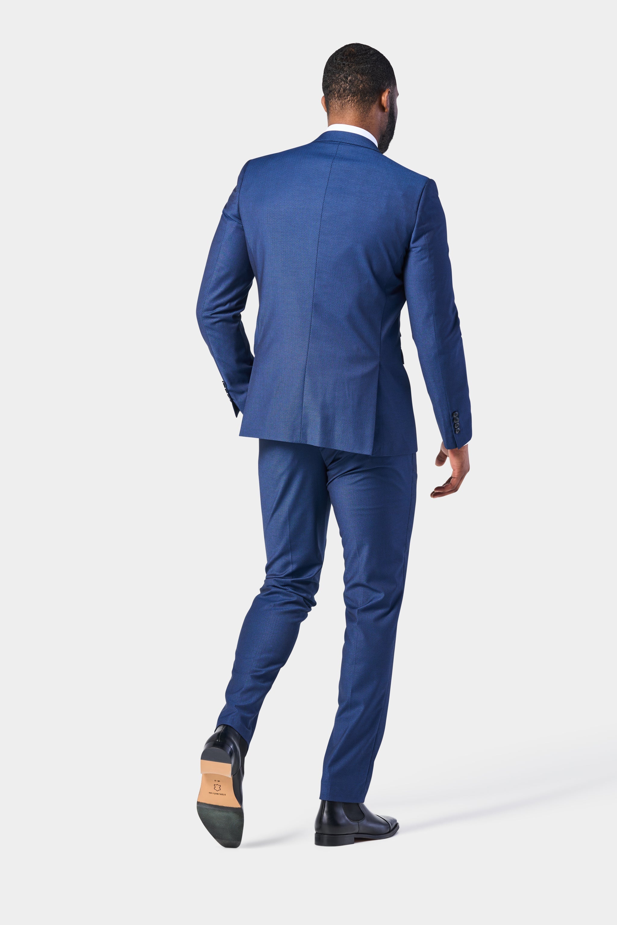 Medium Blue Diamond Texture 3 Piece Suit
