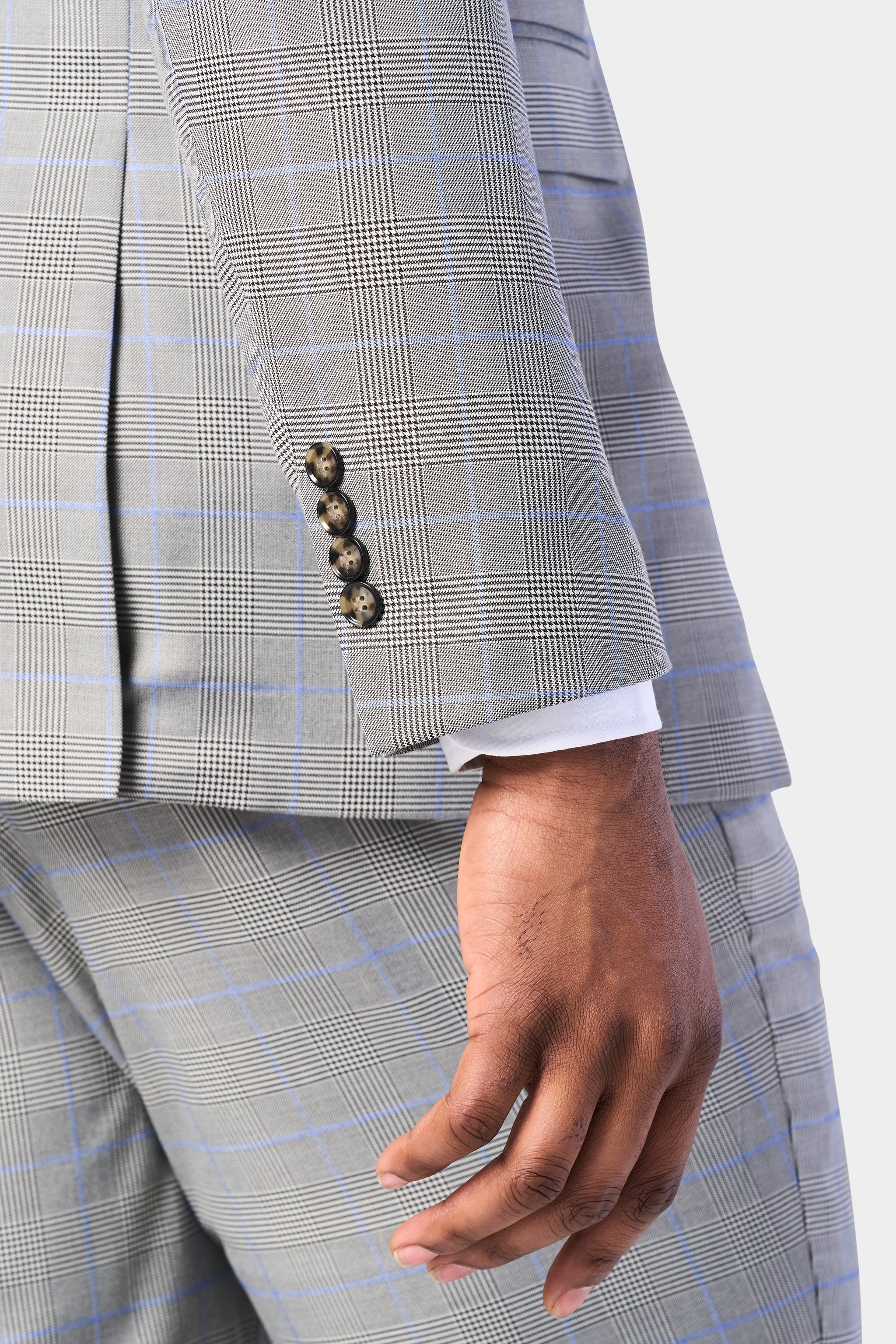 Gray and Blue Glenn Plaid 3 Piece Suit
