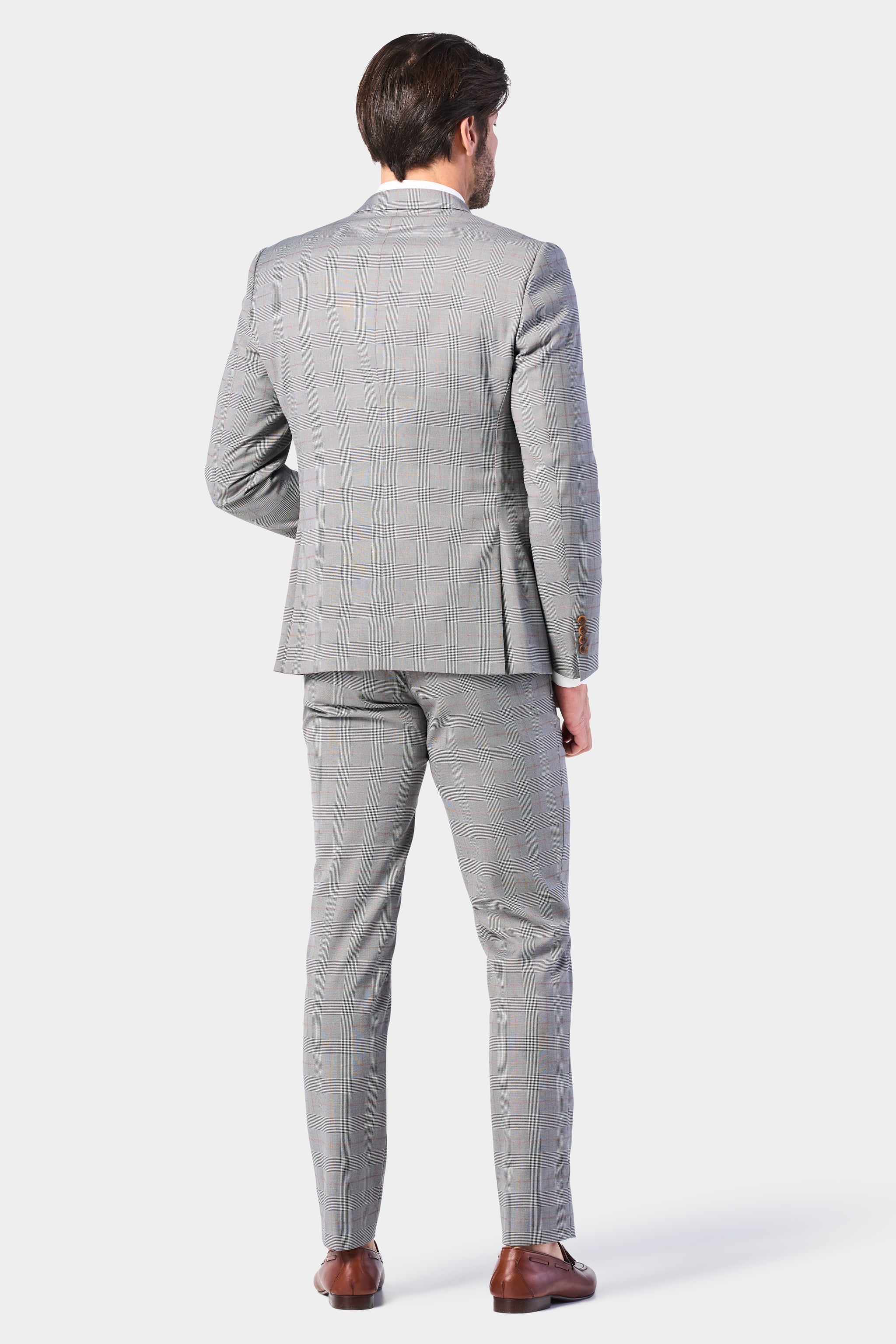 Gray and Rust Glenn Plaid 3 Piece Suit
