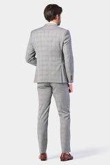 Gray and Rust Glenn Plaid 3 Piece Suit