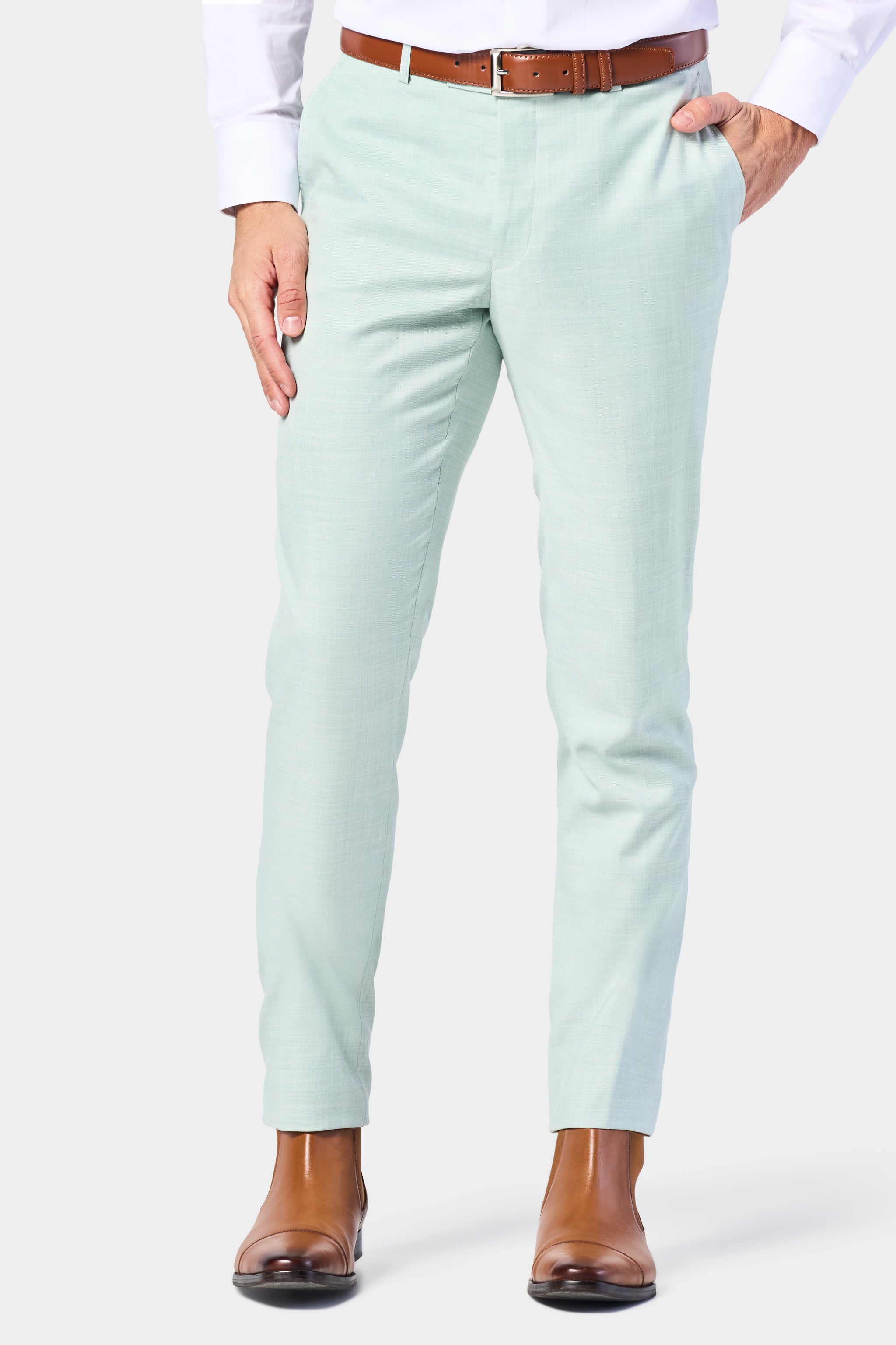 Light Sage Sharkskin 2 Button Suit