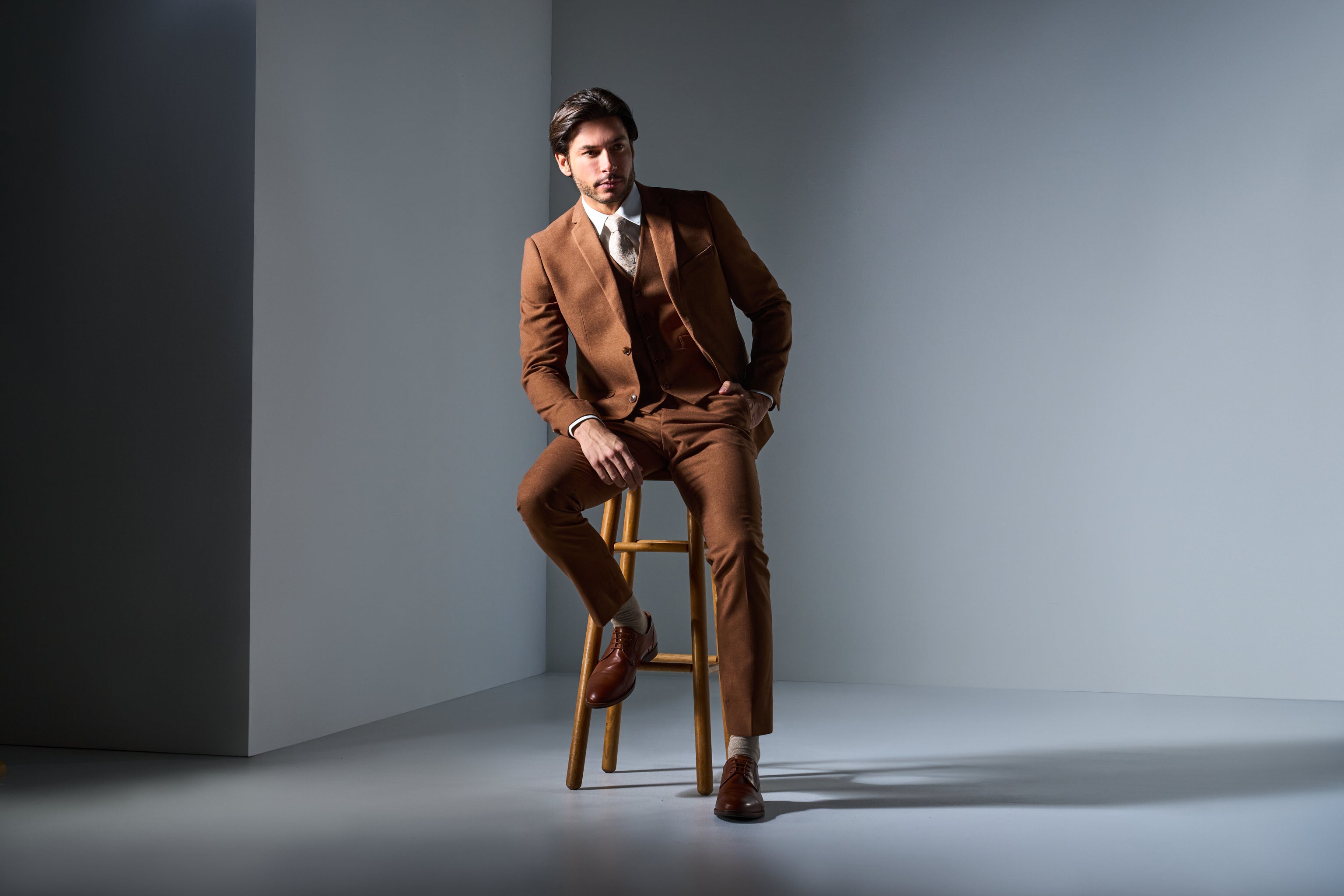 Rust Brown Flannel 3 Piece Suit