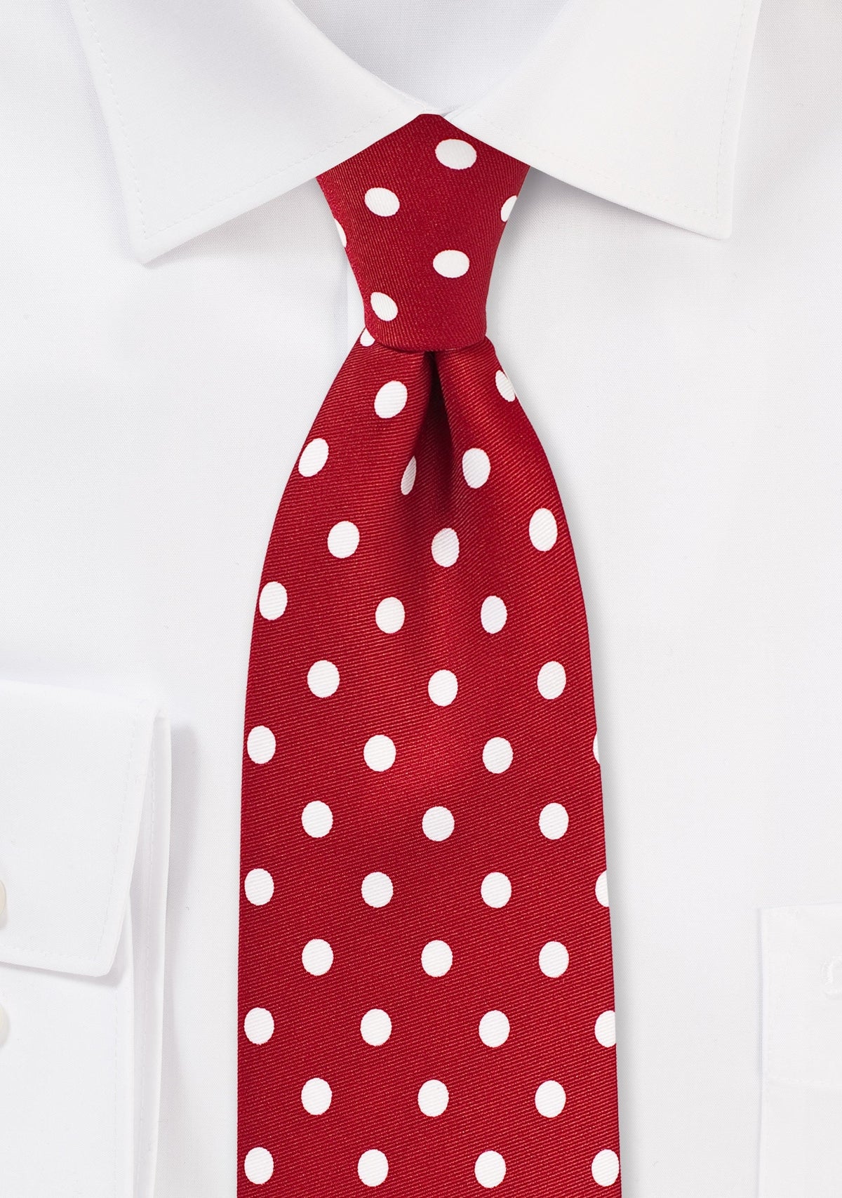 Tomato Red and White Polka Dot Necktie