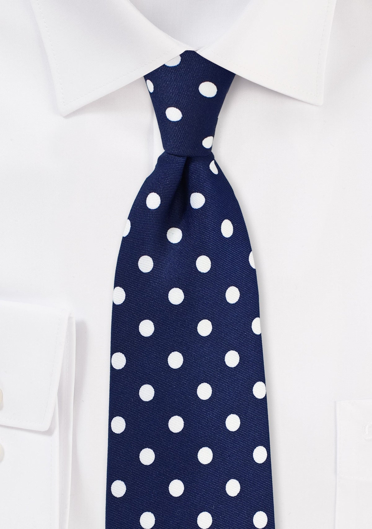 Navy and White Polka Dot Necktie