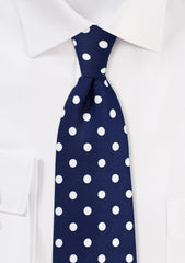 Navy and White Polka Dot Necktie