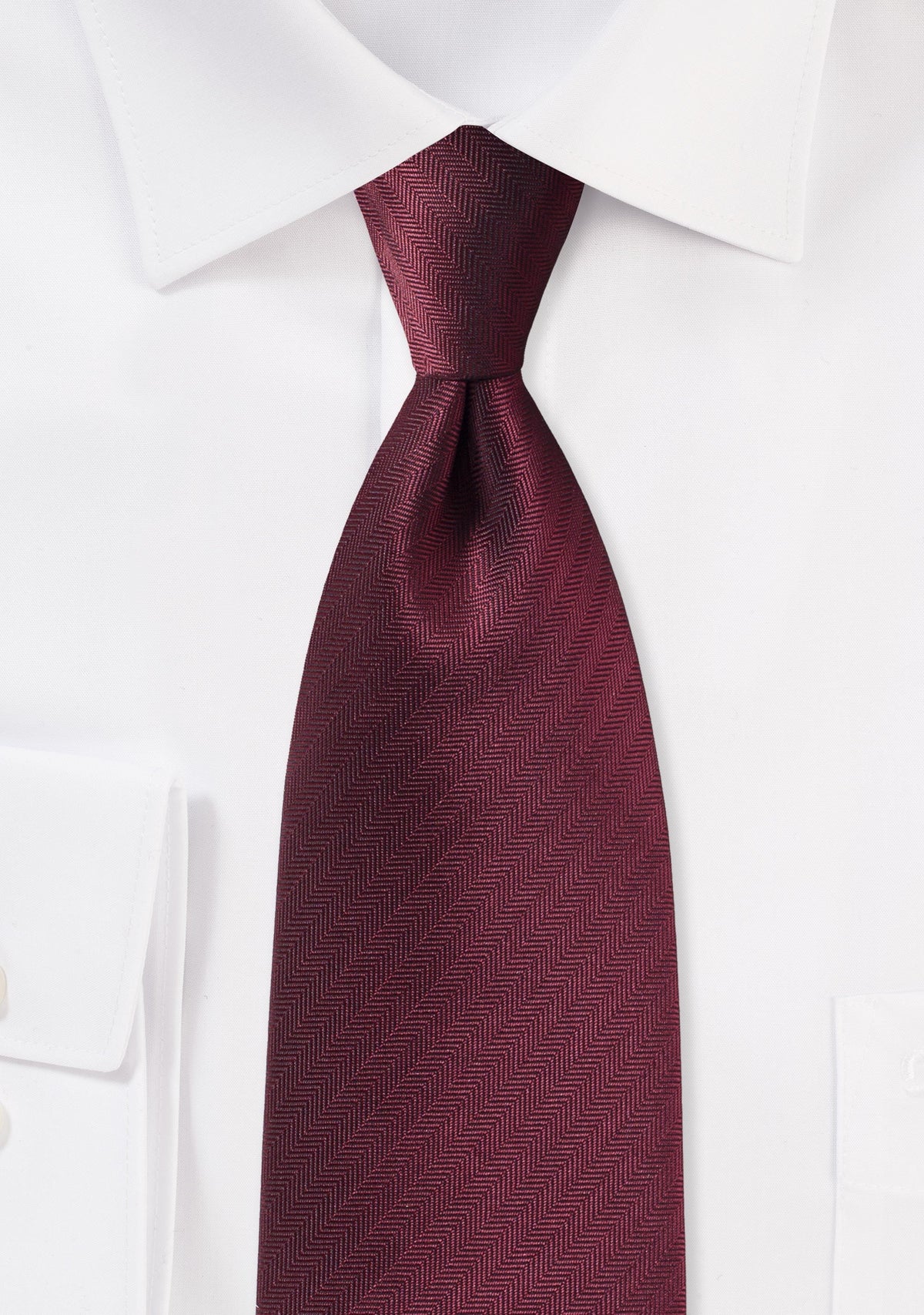 Wine Herringbone Necktie
