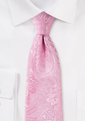 Carnation Pink Proper Paisley Necktie