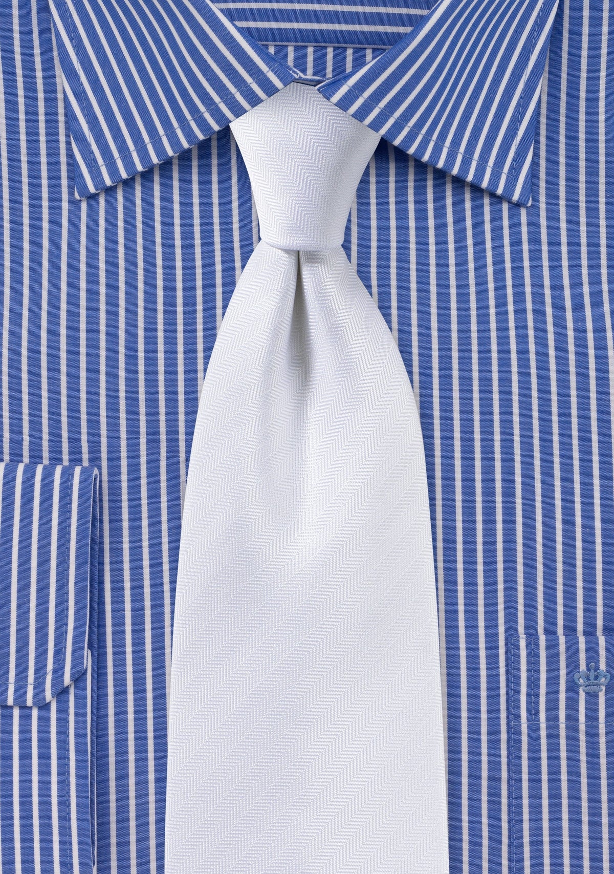 White Herringbone Necktie