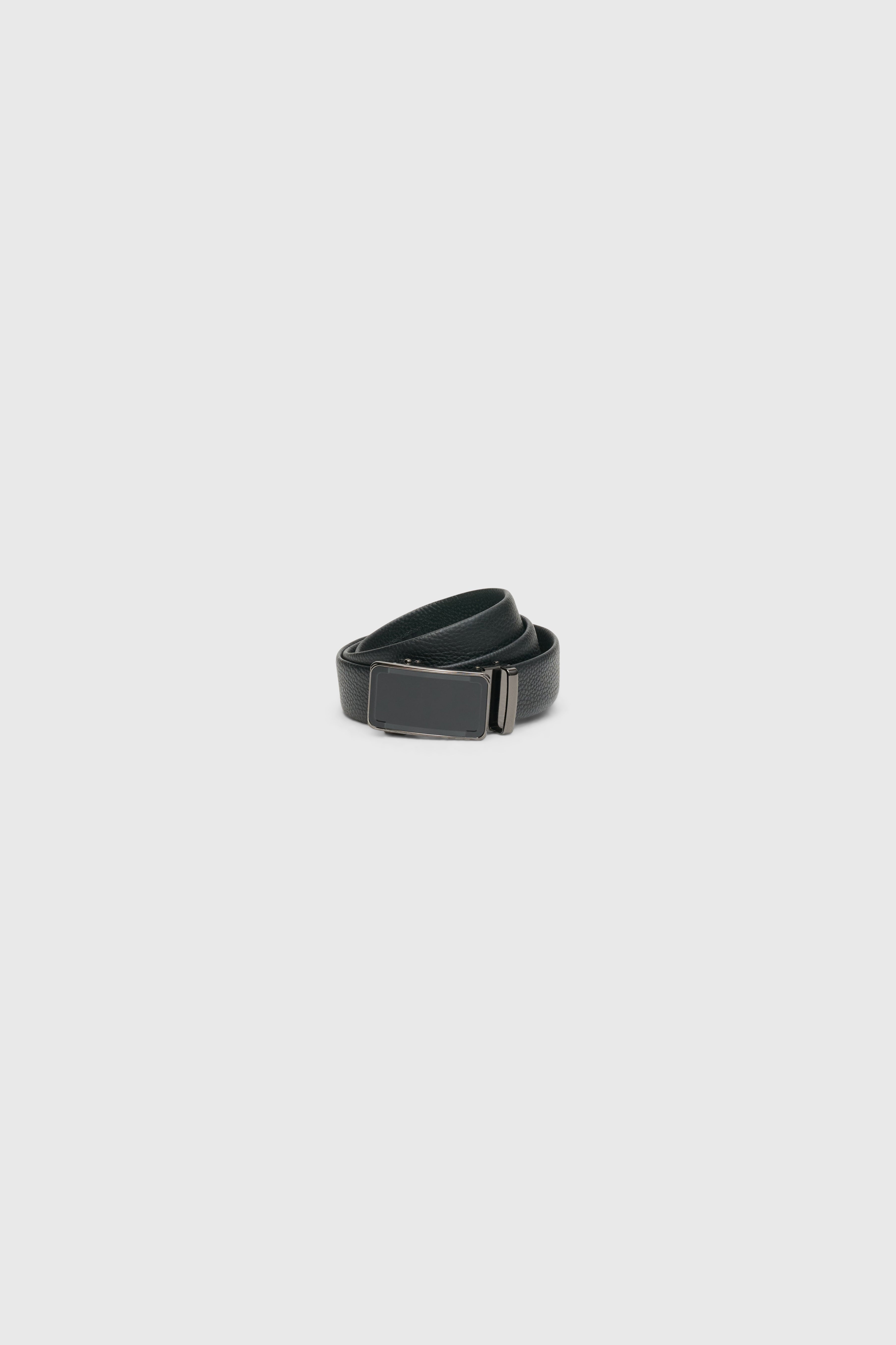 Black Pebble Grain Leather Automatic Belt