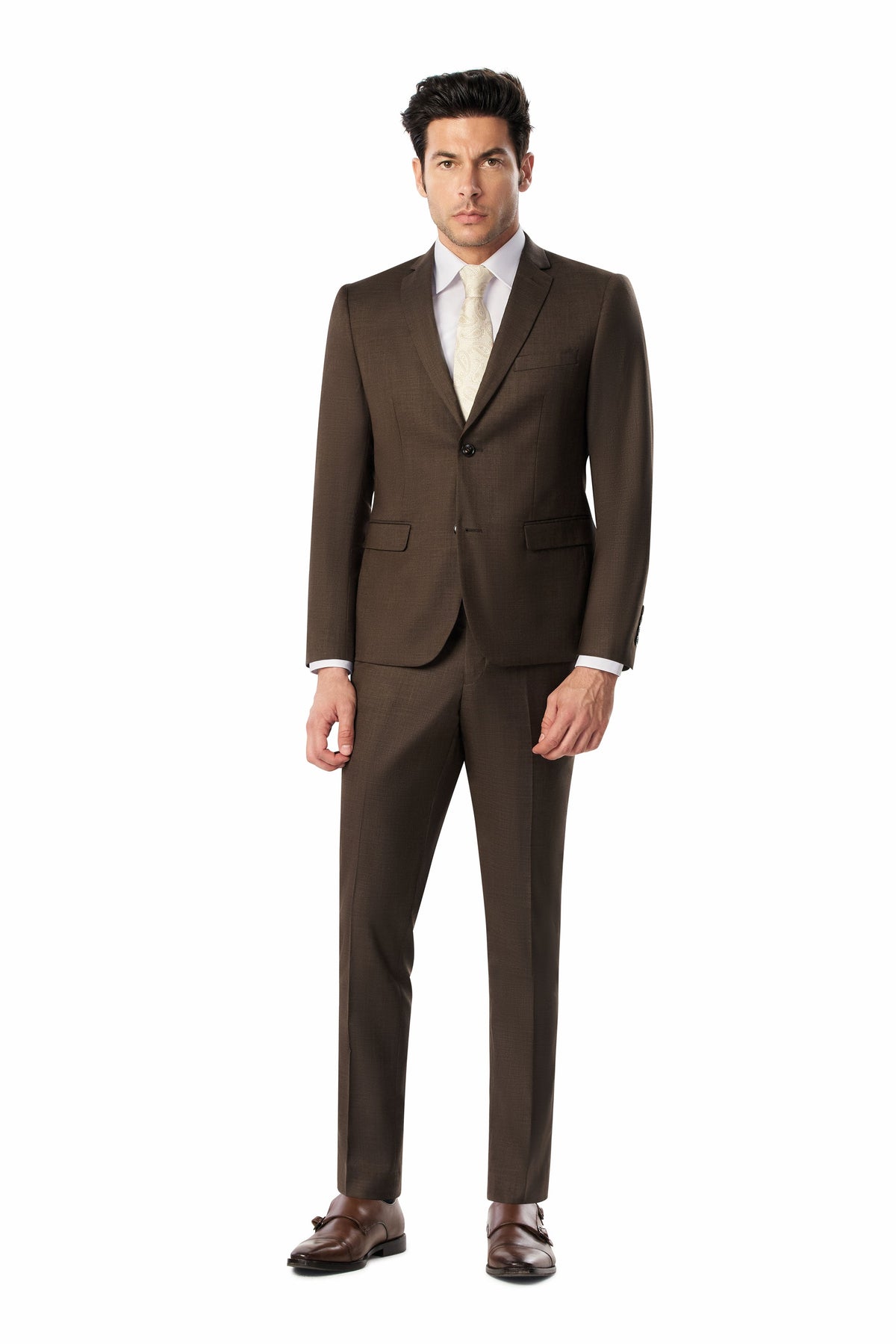 Brown Sharkskin 2 Button Suit