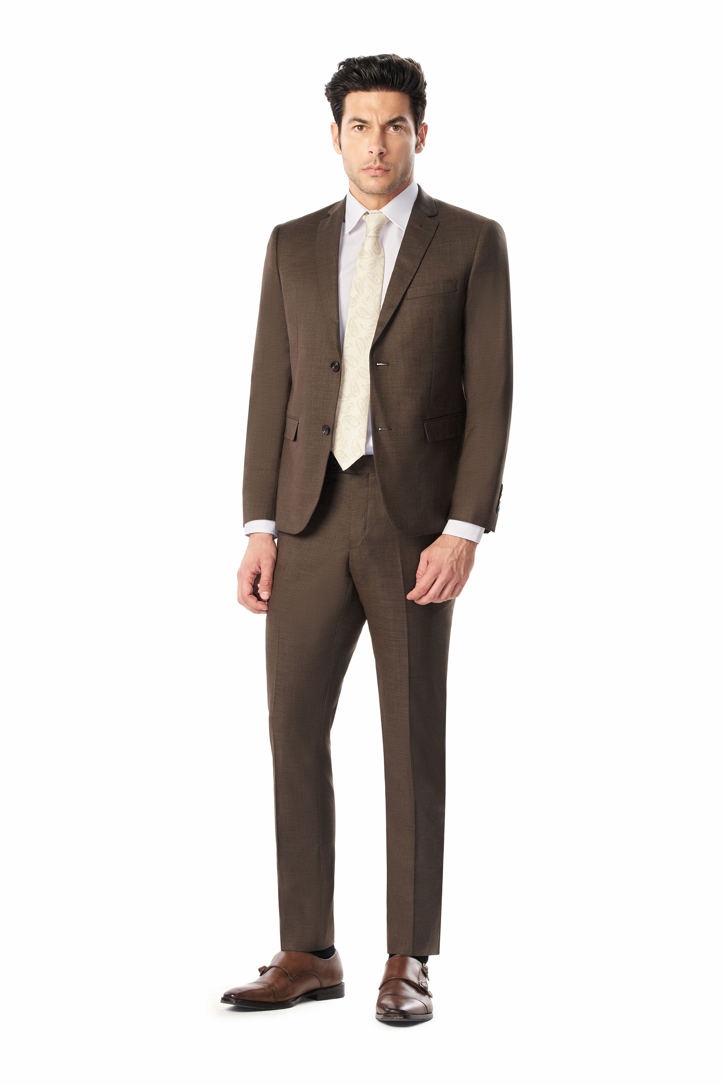 Brown Sharkskin 2 Button Suit