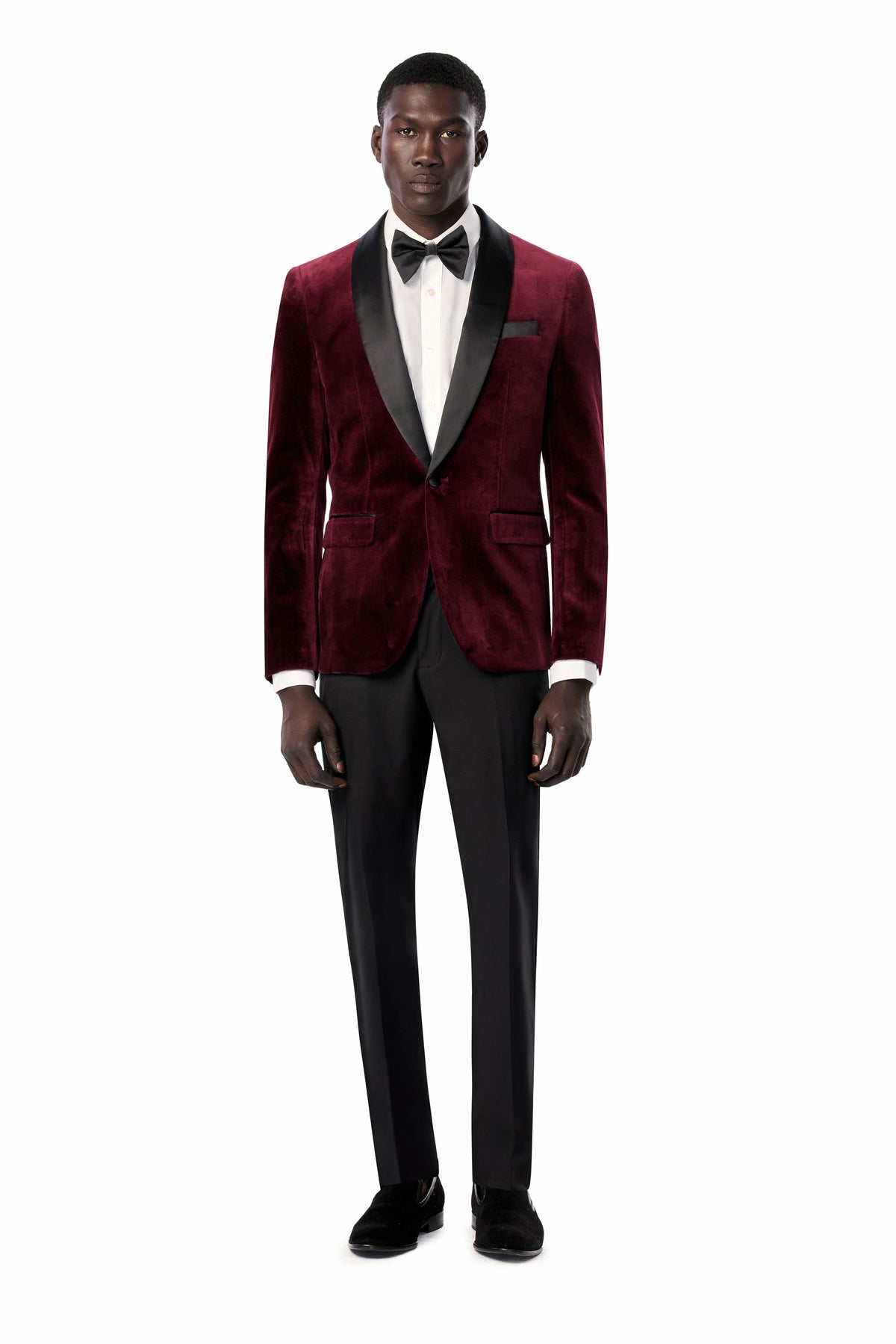 Burgundy Velvet Shawl Lapel Tuxedo