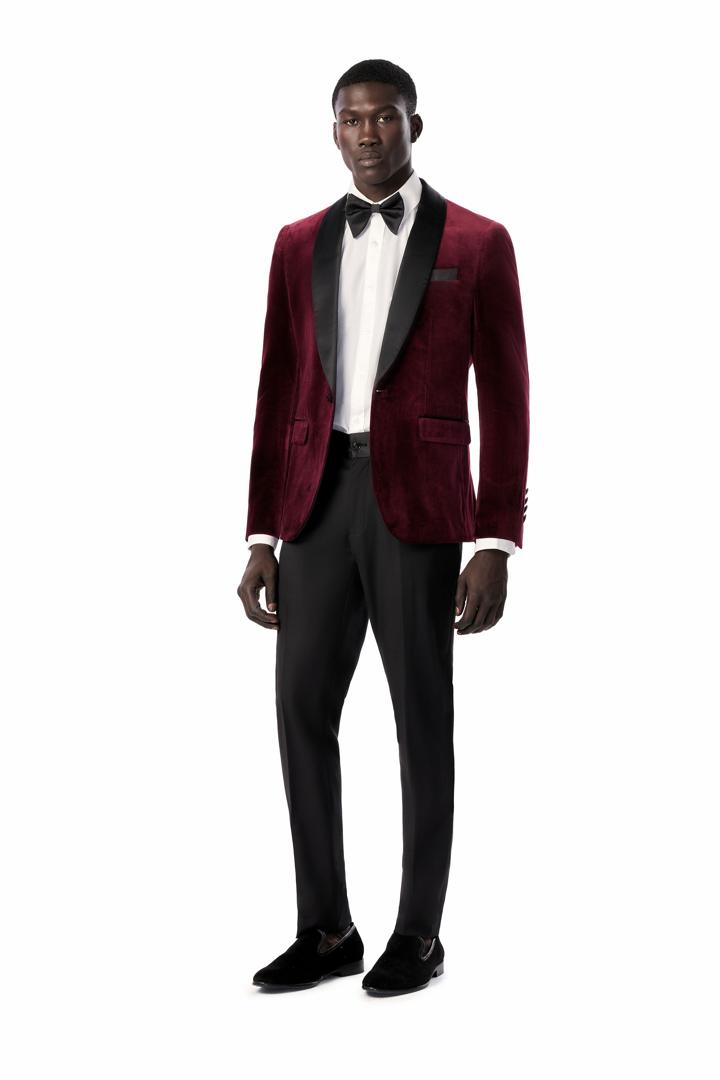 Burgundy Velvet Shawl Lapel Tuxedo