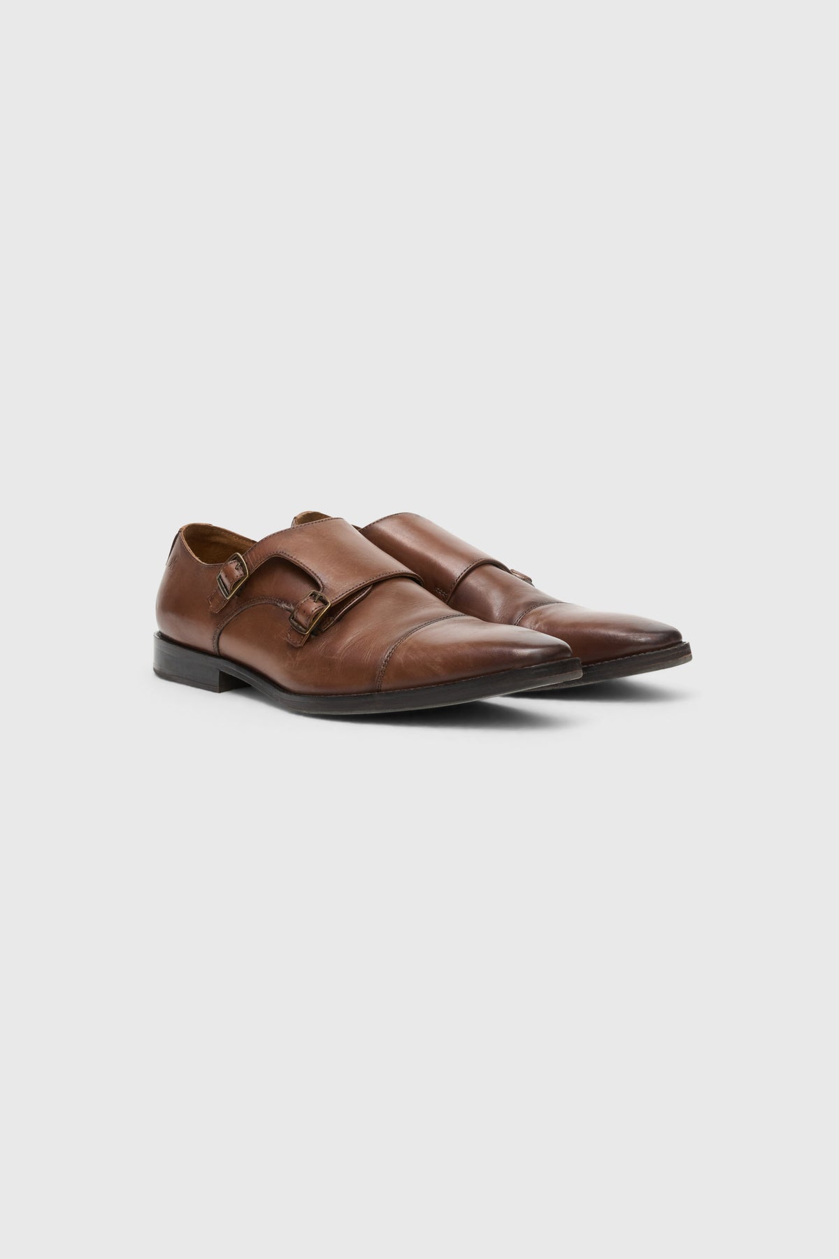 Double Monk Strap Chestnut Brown Shoes