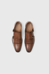 Double Monk Strap Chestnut Brown Shoes