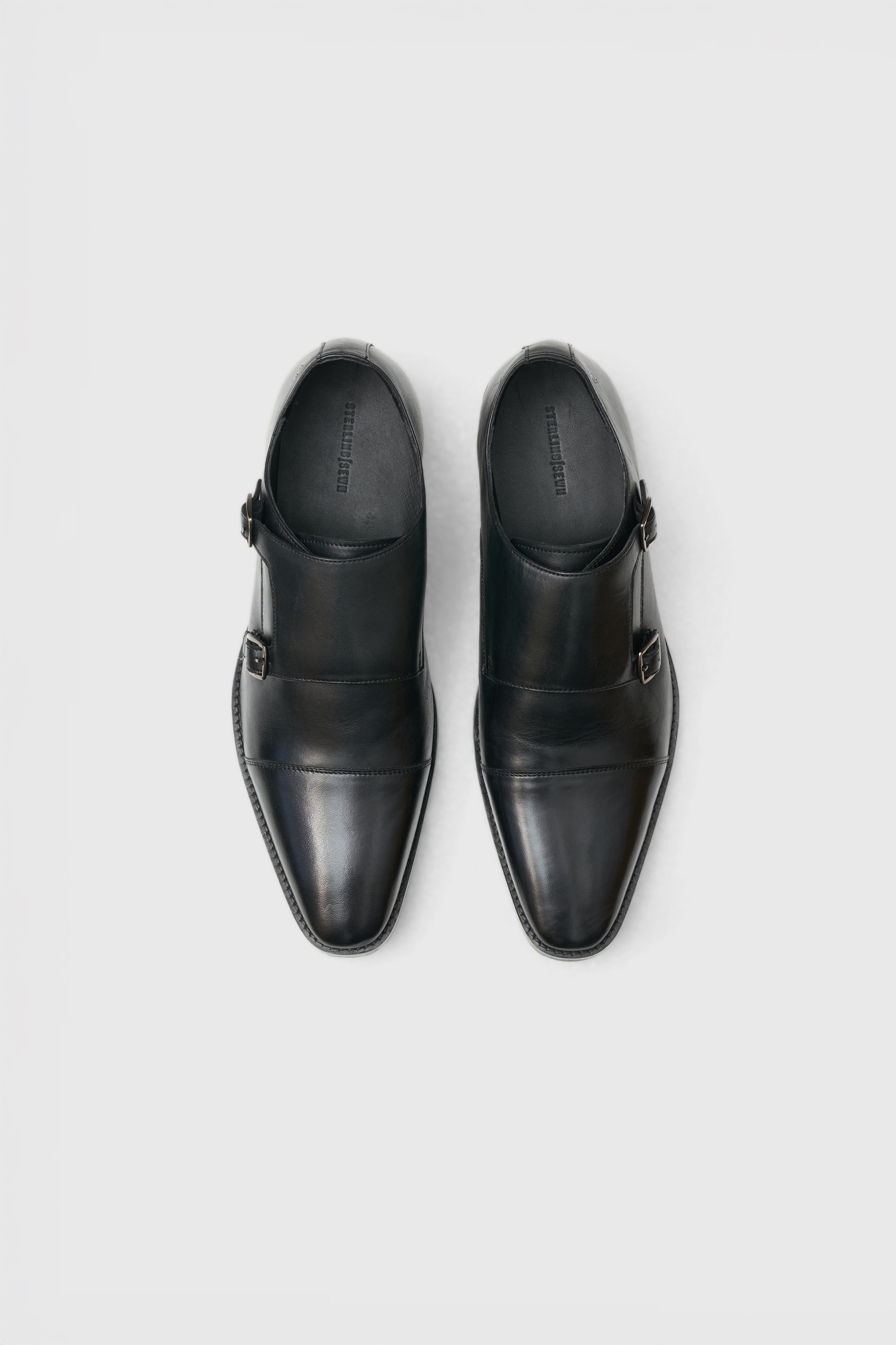 Double Monk Strap Black Shoes