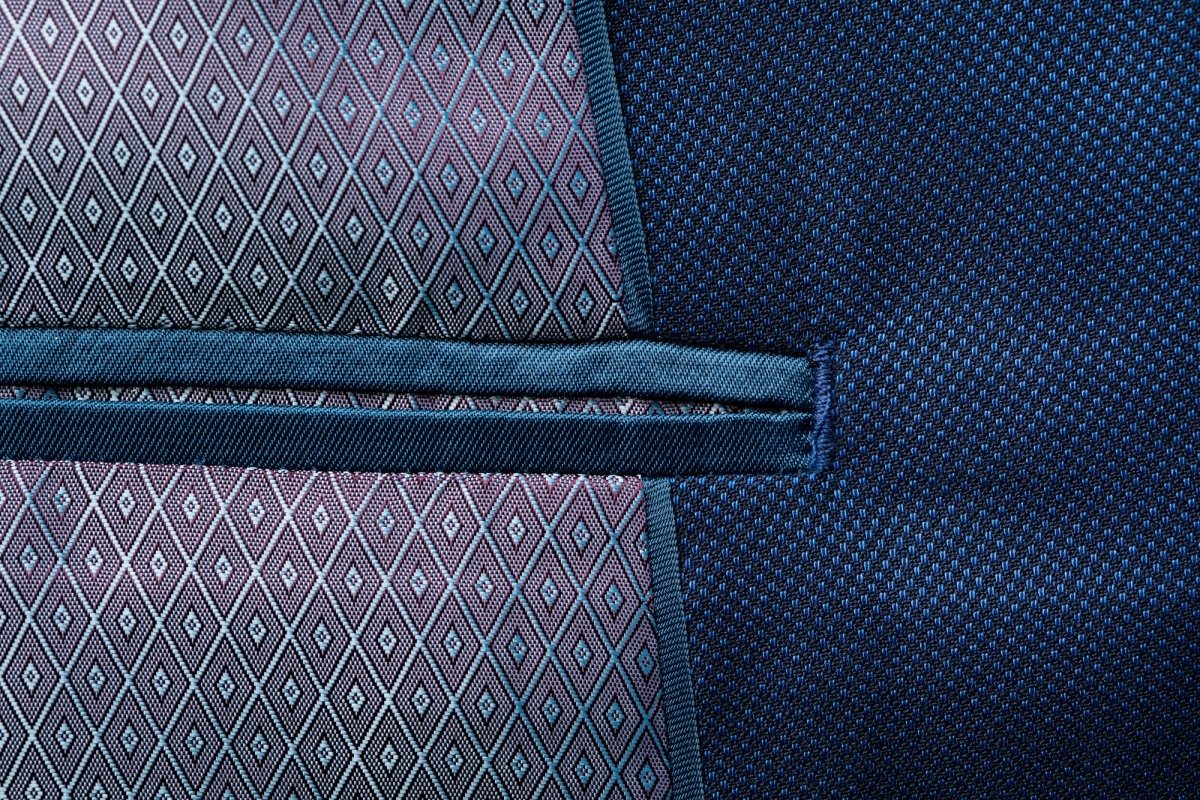 Blue Tickweave 2 Button Suit