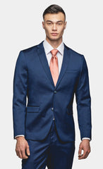 Blue Tickweave 2 Button Suit