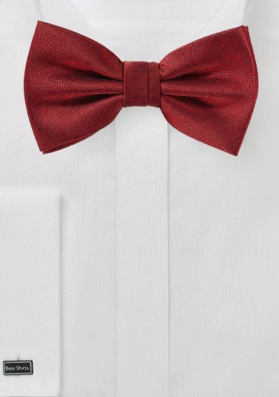 Cherry Red Herringbone Bowtie
