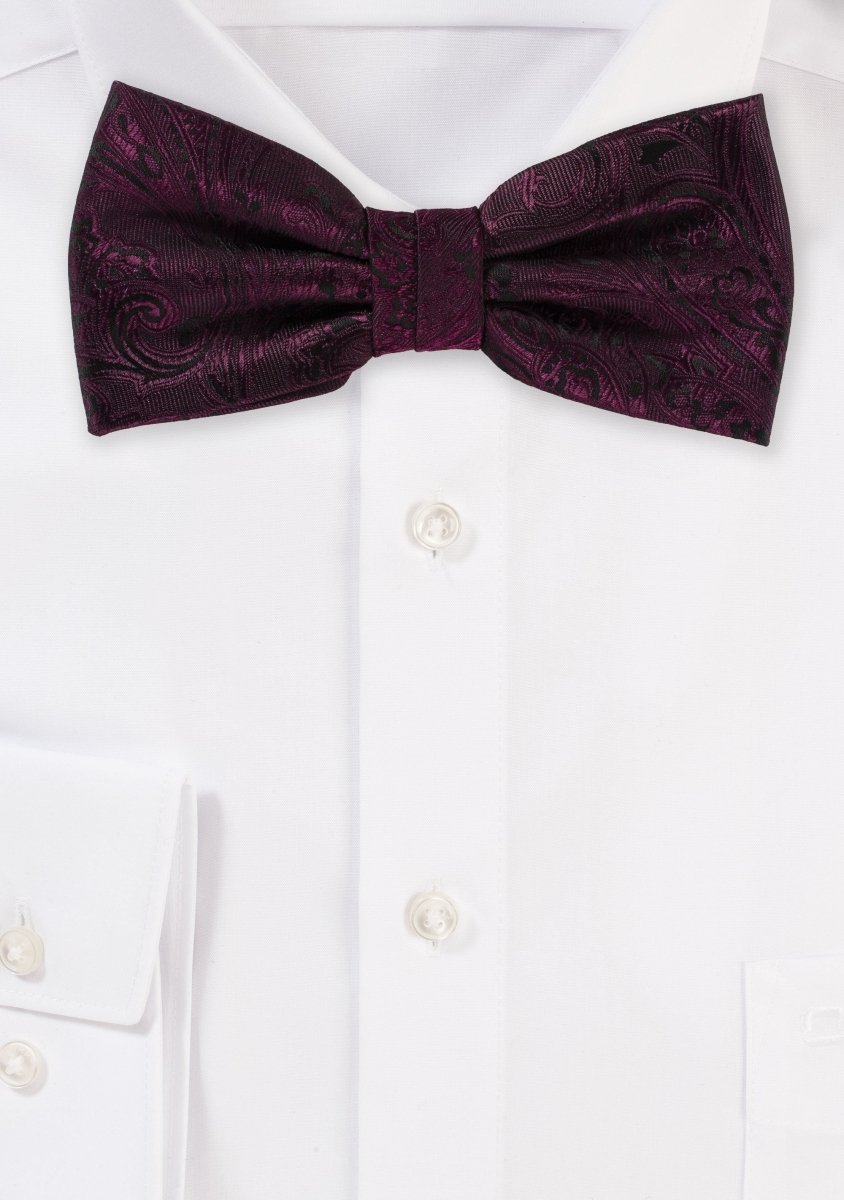 Claret Red Proper Paisley Bowtie