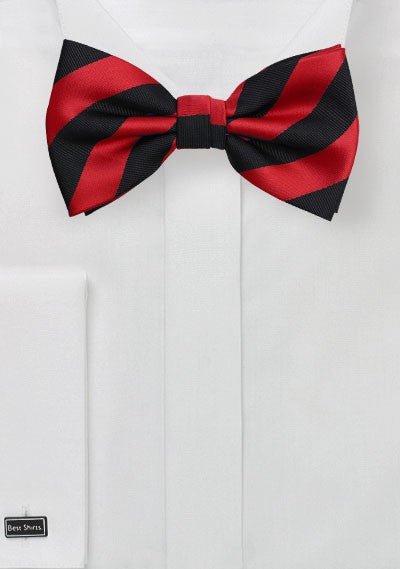 Deep Red and Black Repp&Regimental Striped Bowtie