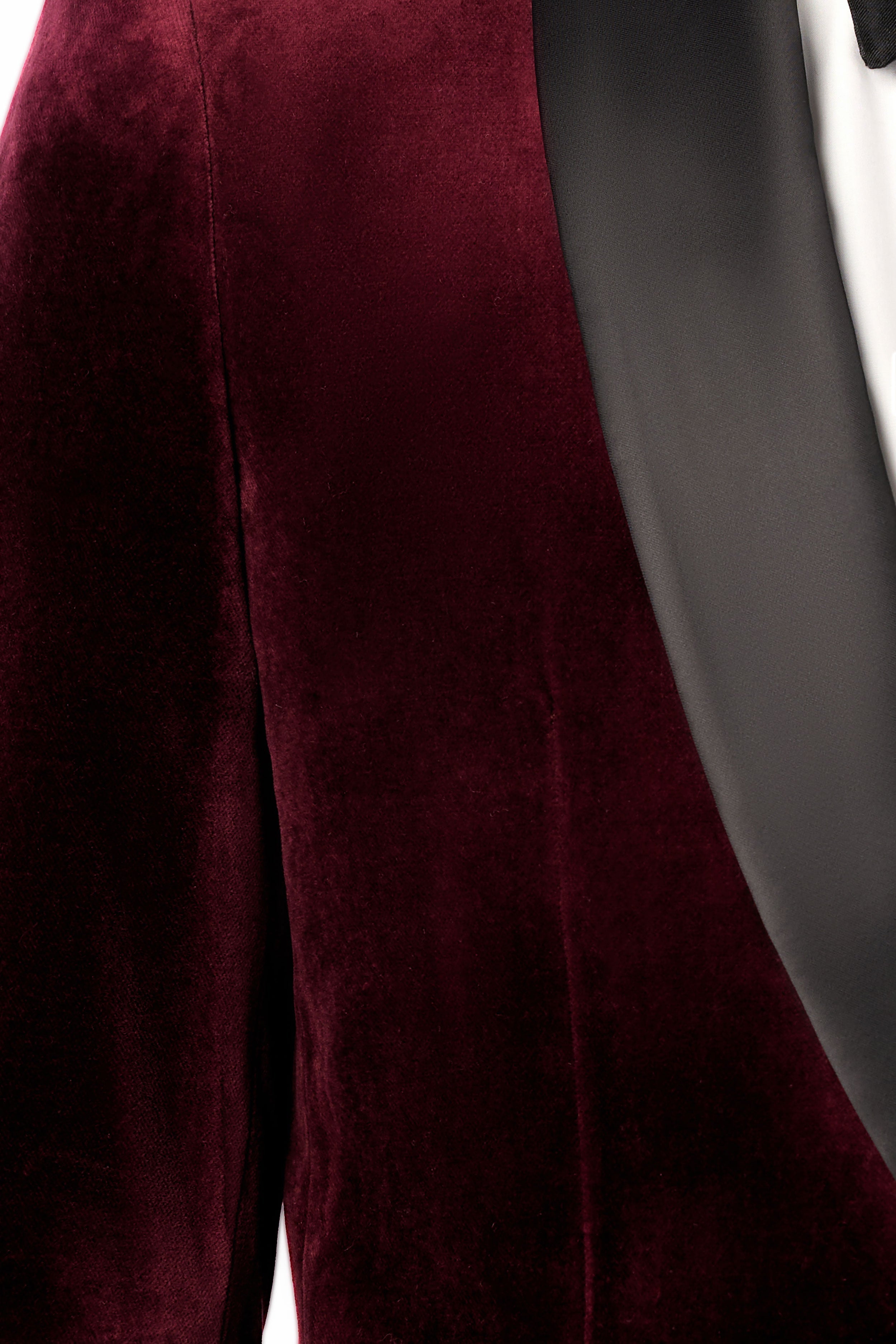 Burgundy Velvet Shawl Lapel Tuxedo