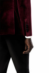 Burgundy Velvet Shawl Lapel Tuxedo