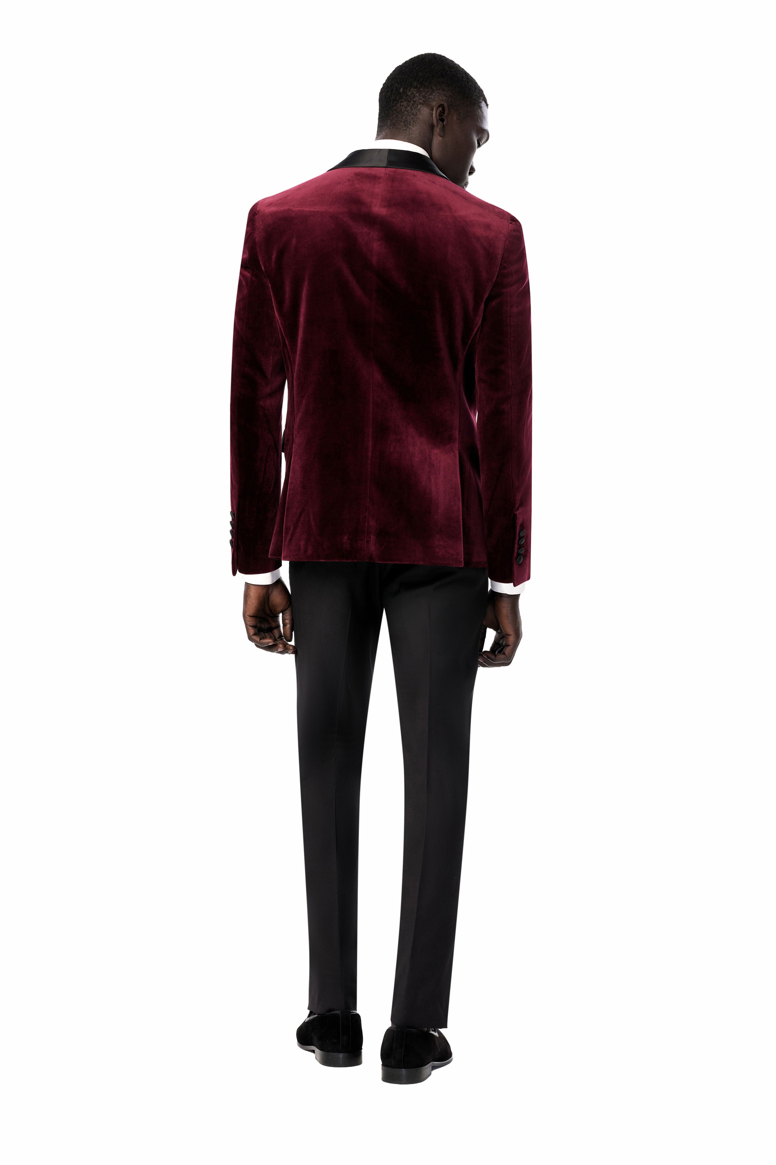 Burgundy Velvet Shawl Lapel Tuxedo