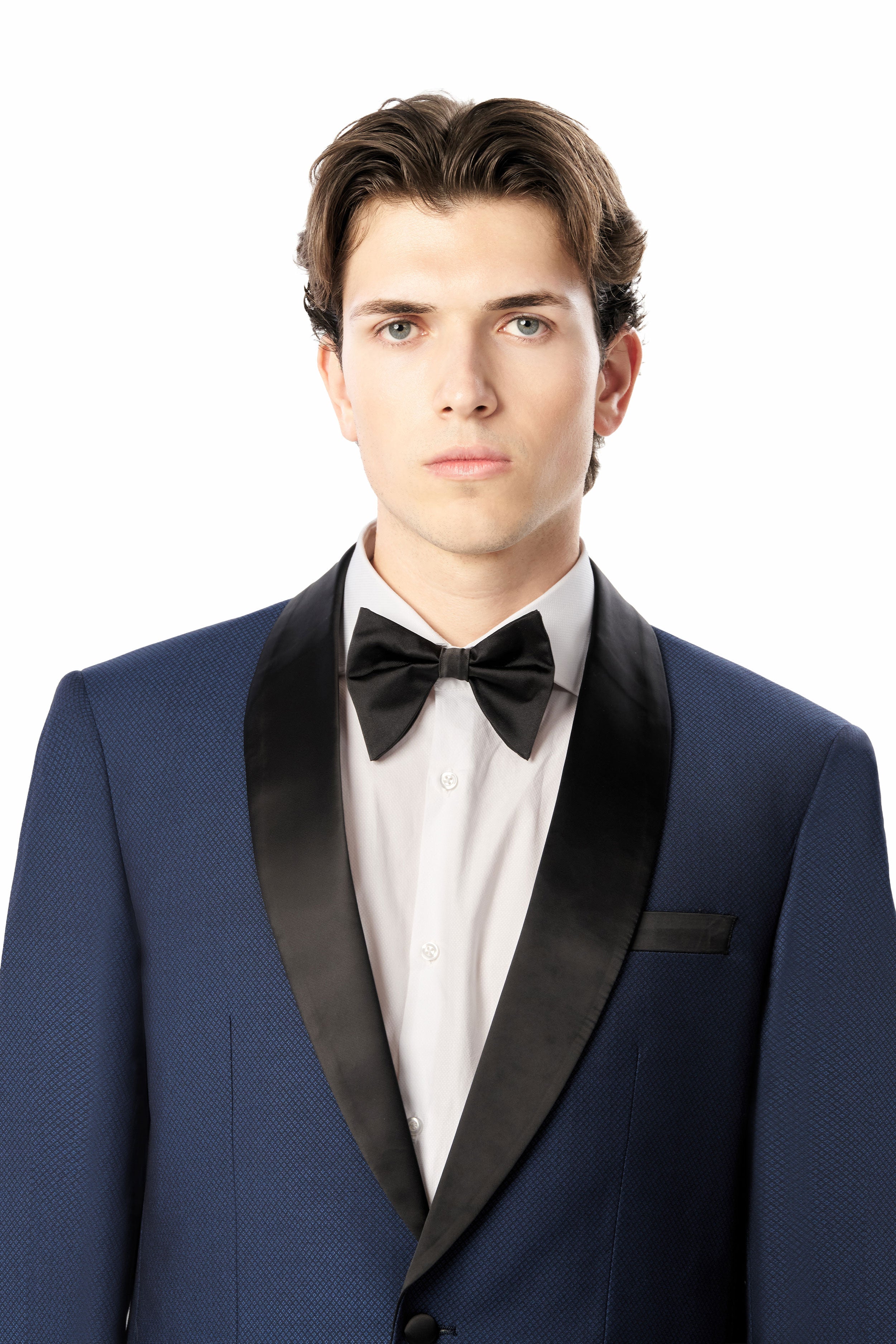 Medium Blue Diamond Texture Shawl Lapel Tuxedo