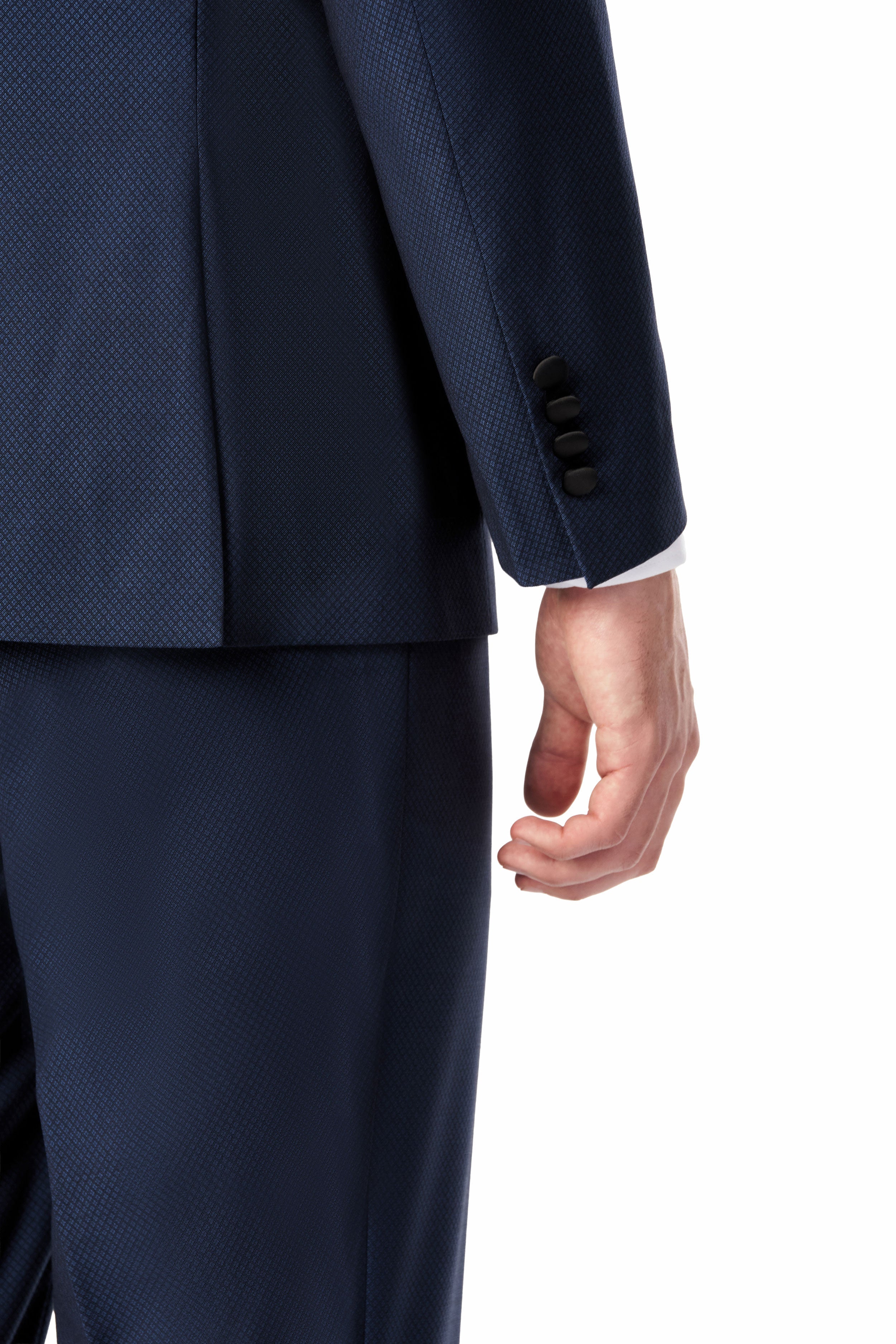 Medium Blue Diamond Texture Shawl Lapel Tuxedo