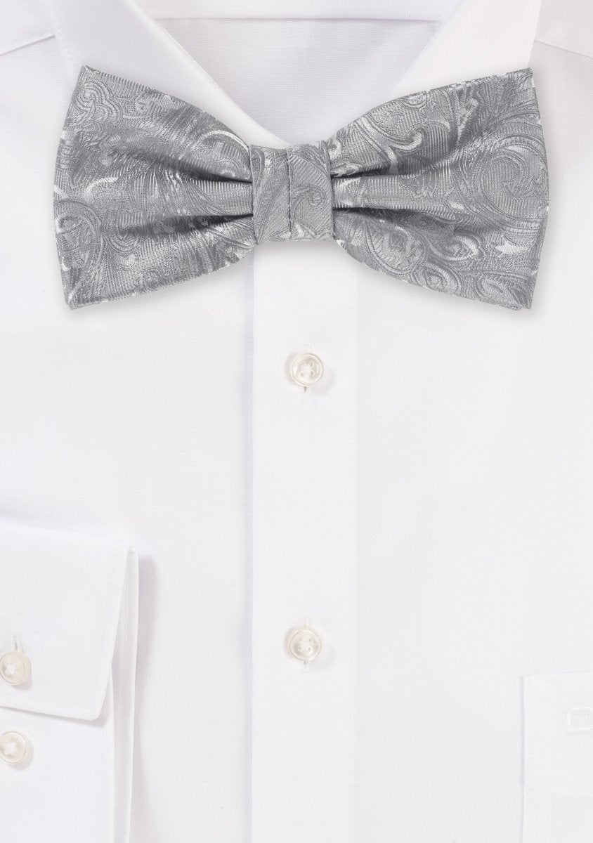 Festive Silver Proper Paisley Bowtie