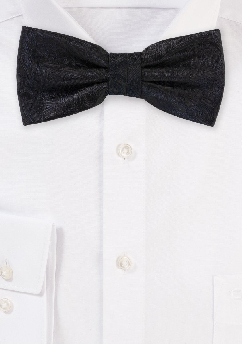 Jet Black Proper Paisley Bowtie