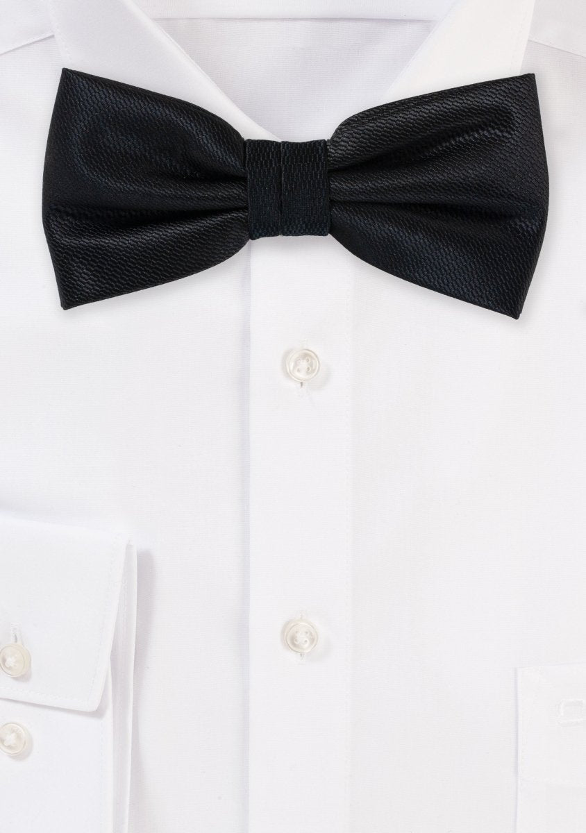 Jet Black Small Texture Bowtie