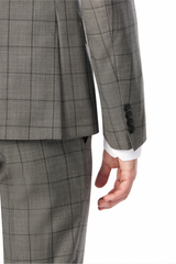 Gray Tonal Windowpane 2-Button Suit
