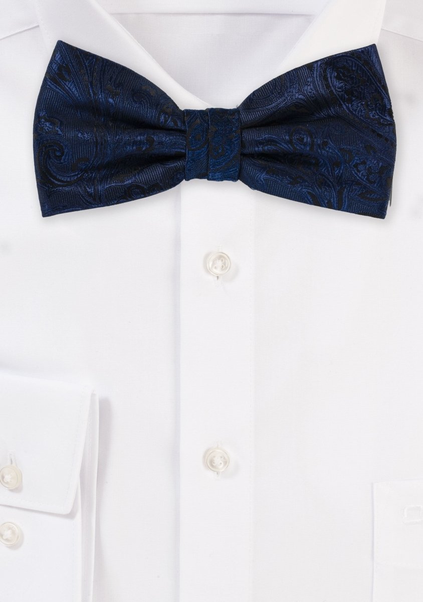 Midnight Navy Proper Paisley Bowtie