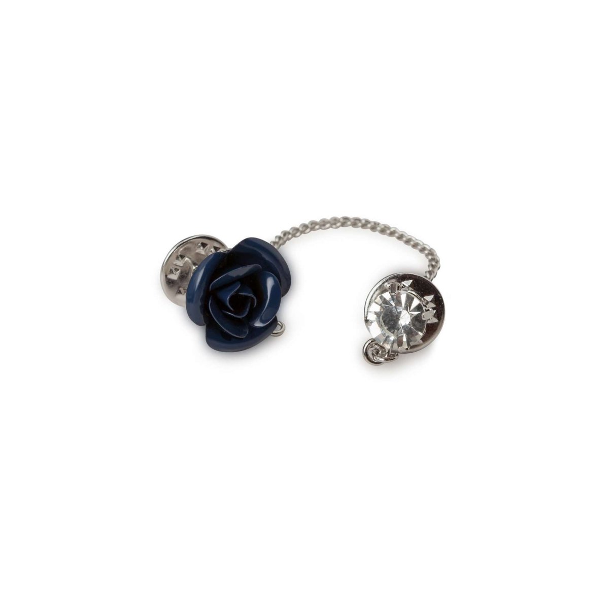 Navy Flower with Chain Lapel Pin