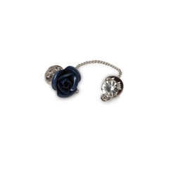 Navy Flower with Chain Lapel Pin