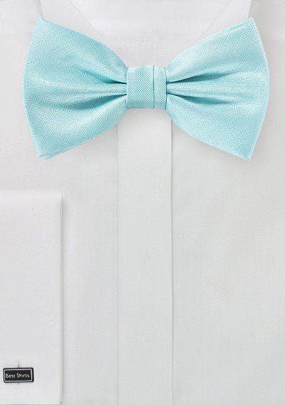 Pool Blue Herringbone Bowtie