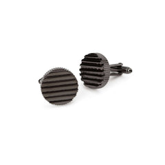 Round Gun Metal Ridged Cufflinks
