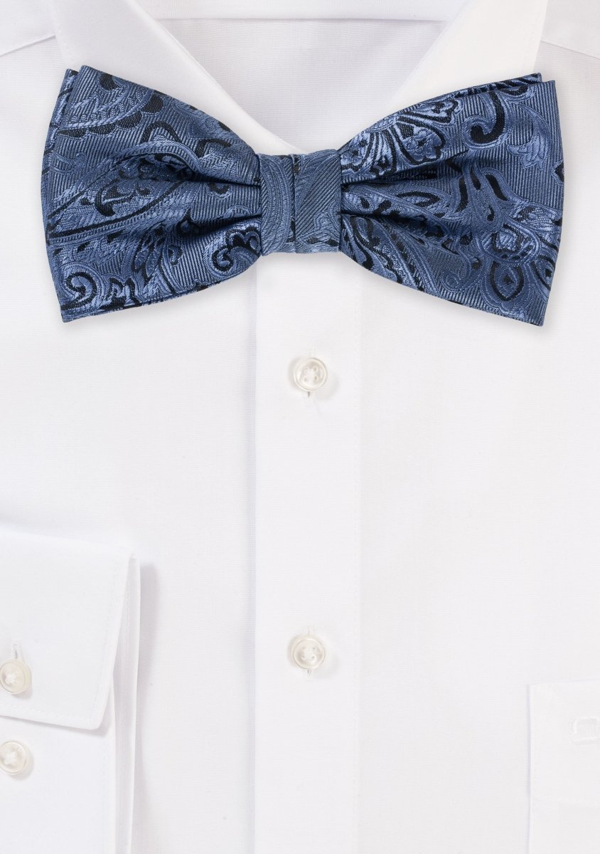 Steel Blue Proper Paisley Bowtie