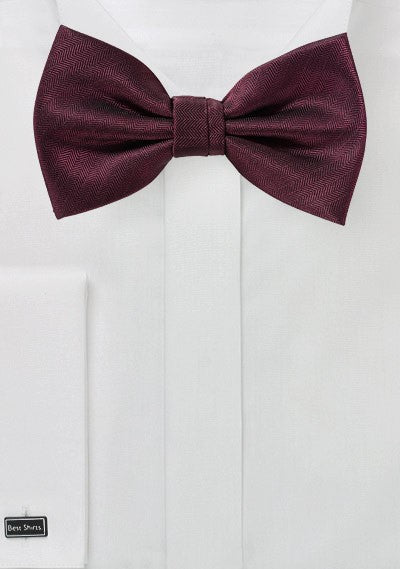 Wine Herringbone Bowtie